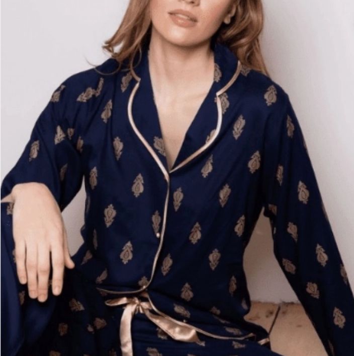 Crested 100% Cotton Blue & Gold Pyjamas - XL (16/18)