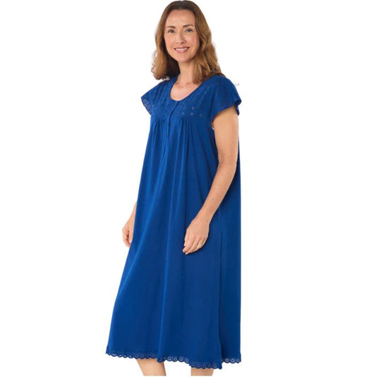 100% Cotton Jersey Short Sleeve with Broderie Anglaise Trim  Nightdress