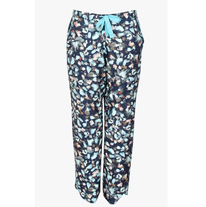 Freya Leaf Print Pyjama Bottoms, Teal Mix Size 14