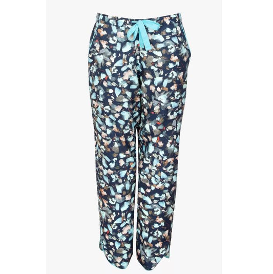 Freya Leaf Print Pyjama Bottoms, Teal Mix Size 14