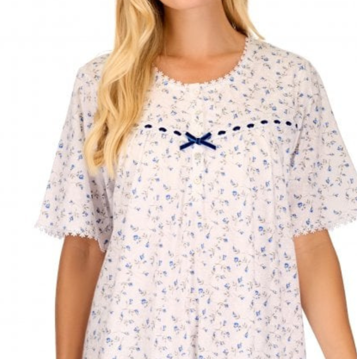 Velvet Rose Poly Cotton Short Sleeve Nightdress