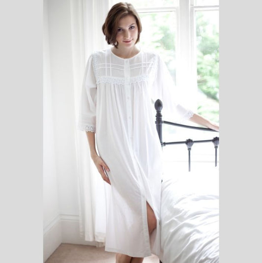 Cassia Victorian Cotton Lawn Button Through Nightdress - Pure NightCassia Victorian Cotton Lawn Button Through Nightdress