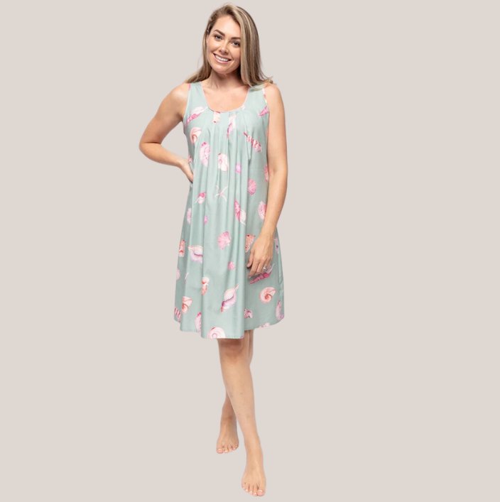 Coral Shell Print Short Nightdress - Pure NightCoral Shell Print Short Nightdress