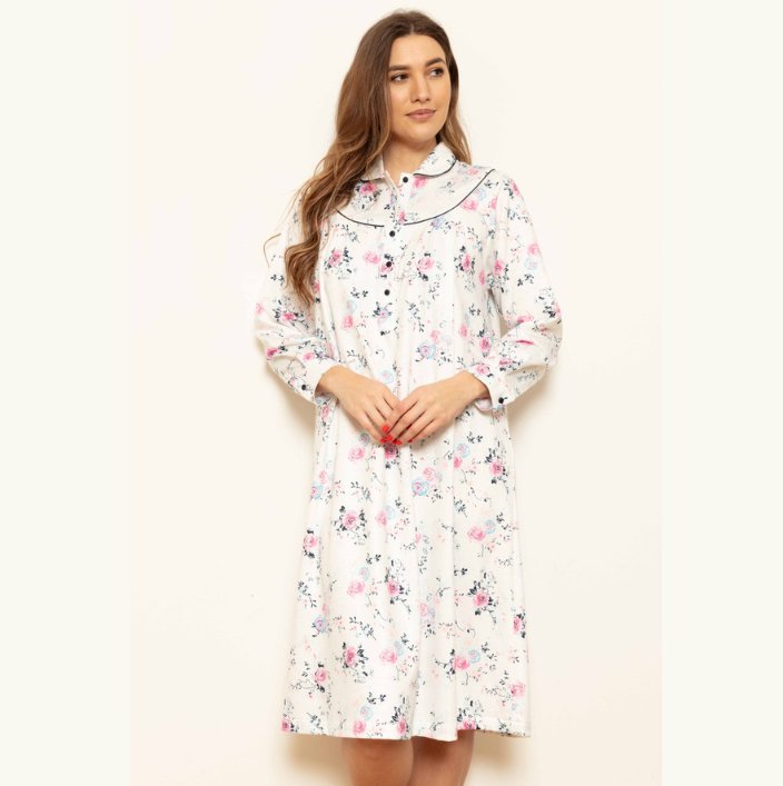 English Rose 100% Brushed Cotton Nightdress - Pure NightEnglish Rose 100% Brushed Cotton Nightdress