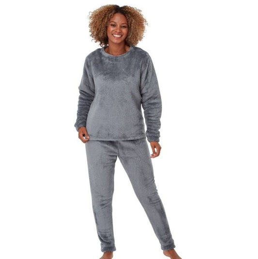 Fluffy Long Sleeve Pyjamas in Slate - Pure NightFluffy Long Sleeve Pyjamas in Slate