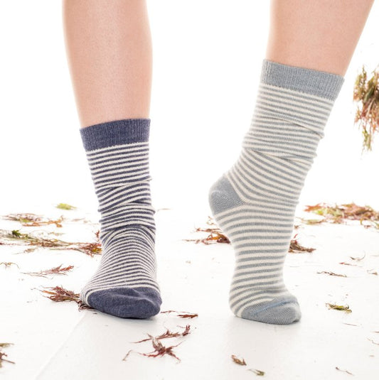 Ladies Alpaca Stripey Socks - Pure NightLadies Alpaca Stripey Socks