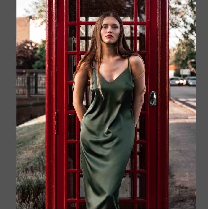 Long Green Silk Satin Nightdress - Pure NightLong Green Silk Satin Nightdress