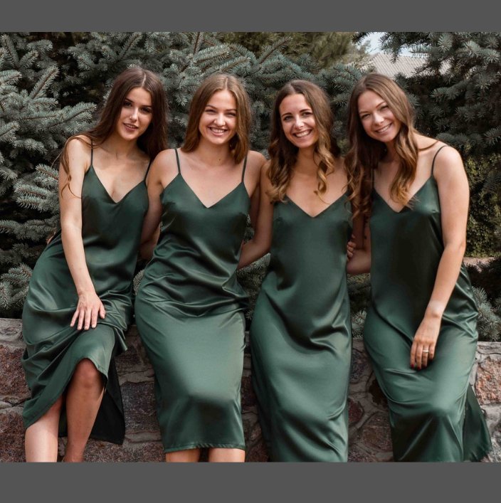 Long Green Silk Satin Nightdress - Pure NightLong Green Silk Satin Nightdress