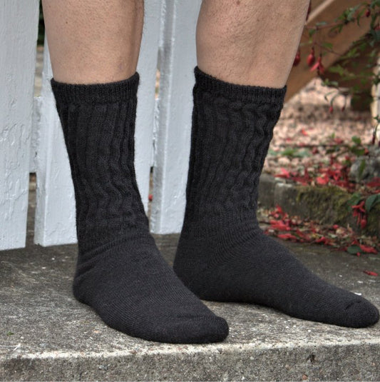 Mens Alpaca Ribbed Socks - Pure NightMens Alpaca Ribbed Socks