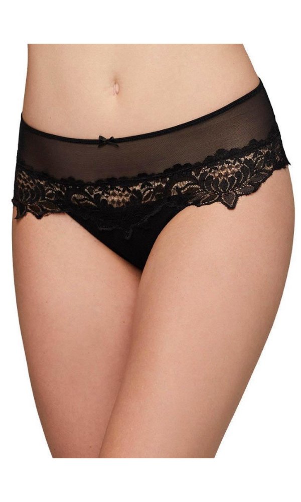 Midi Panty - Knickers - Brief - with Lace Front & Back - Pure NightMidi Panty - Knickers - Brief - with Lace Front & Back