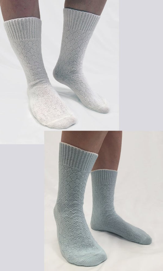 Soft Cable Knit Socks - White & Blue - One Size - Pure NightSoft Cable Knit Socks - White & Blue - One Size