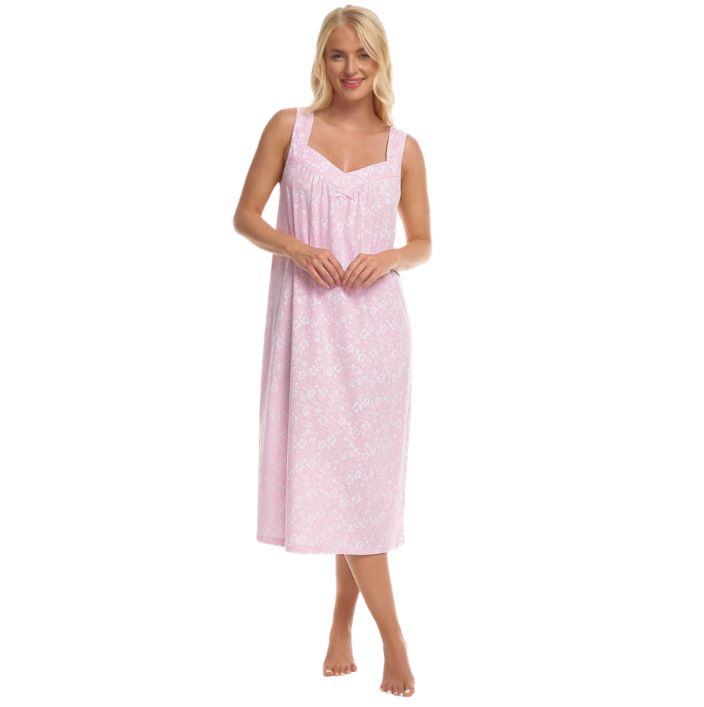 100% Cotton Jersey Summer Floral Print Sleeveless Nightdress