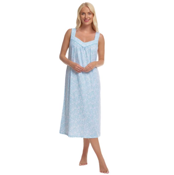 100% Cotton Jersey Summer Floral Print Sleeveless Nightdress