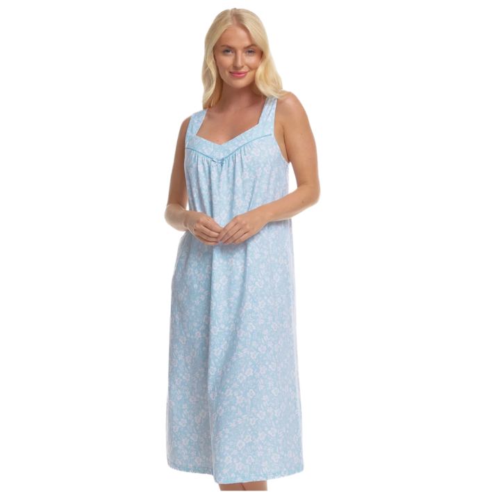100% Cotton Jersey Summer Floral Print Sleeveless Nightdress