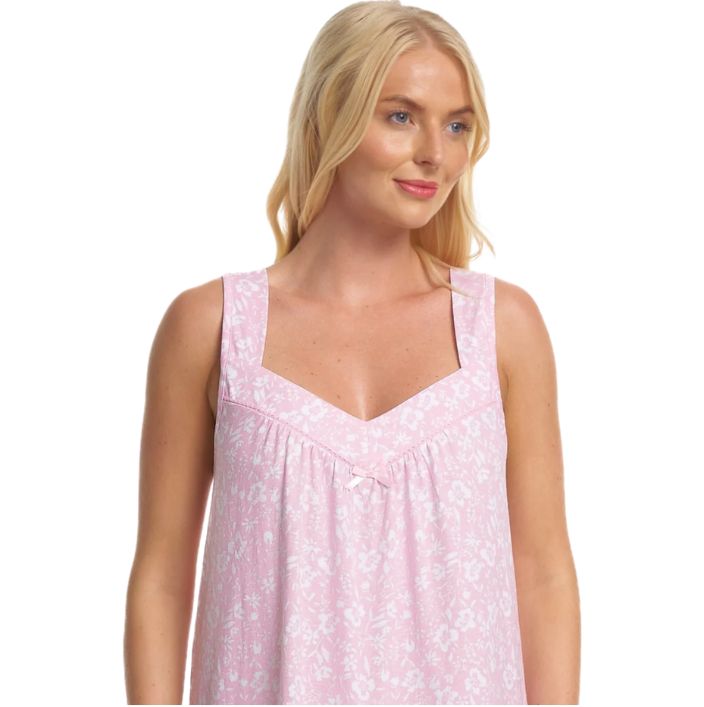 100% Cotton Jersey Summer Floral Print Sleeveless Nightdress