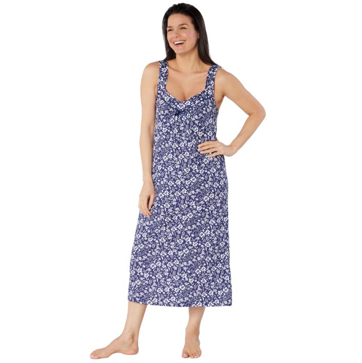 100% Cotton Jersey Summer Floral Print Sleeveless Nightdress
