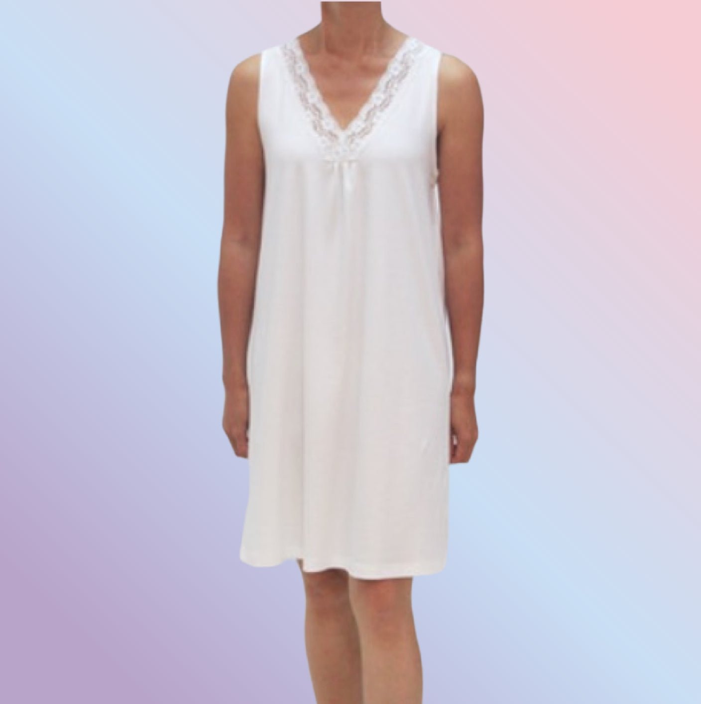 Suzie 100% Cotton Jersey White Nighdress - Pure NightSuzie 100% Cotton Jersey White Nighdress