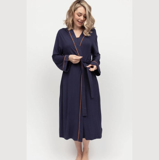 Taylor Navy Jersey Long Dressing Gown - Pure NightTaylor Navy Jersey Long Dressing Gown