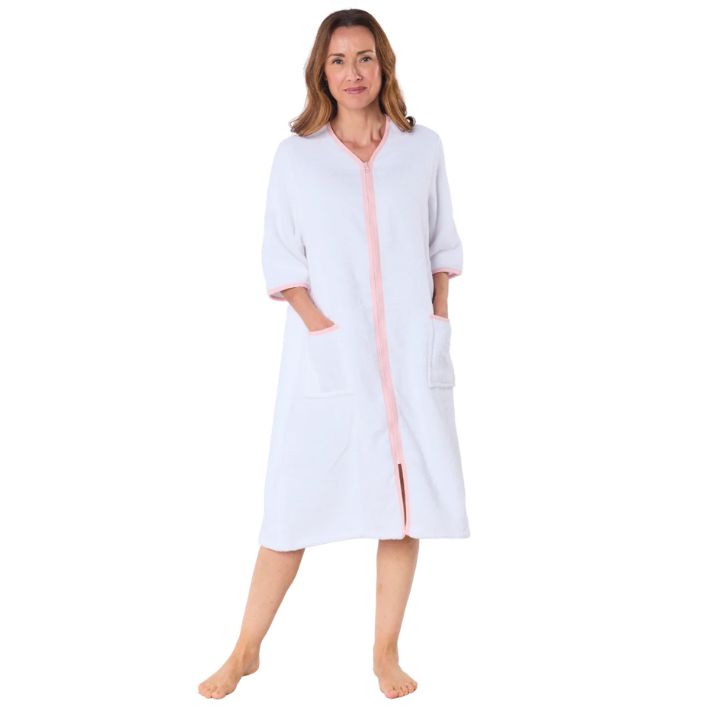 100% Cotton Towelling Zip Front Dressing Gown