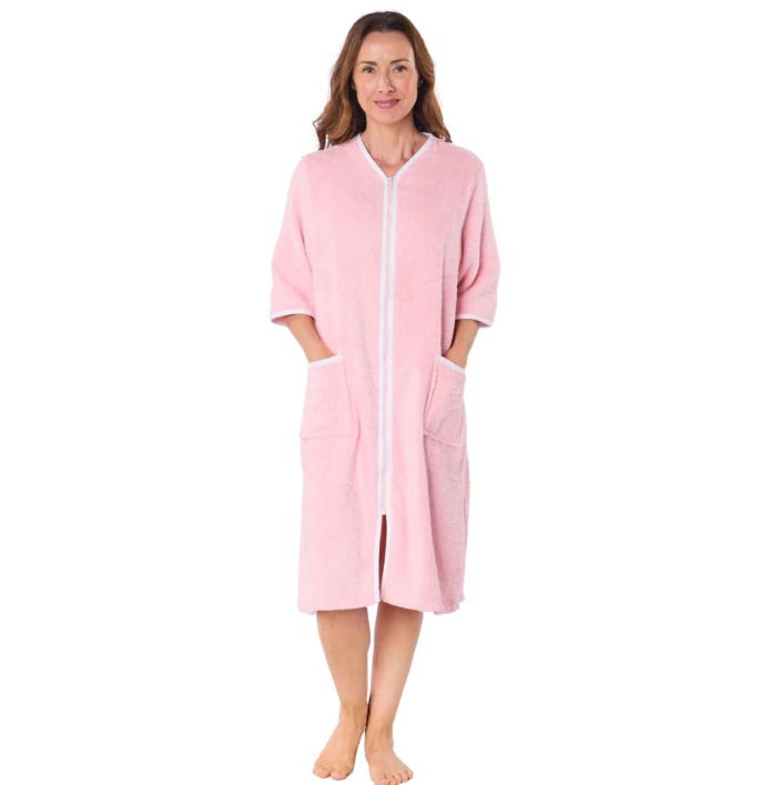 100% Cotton Towelling Zip Front Dressing Gown