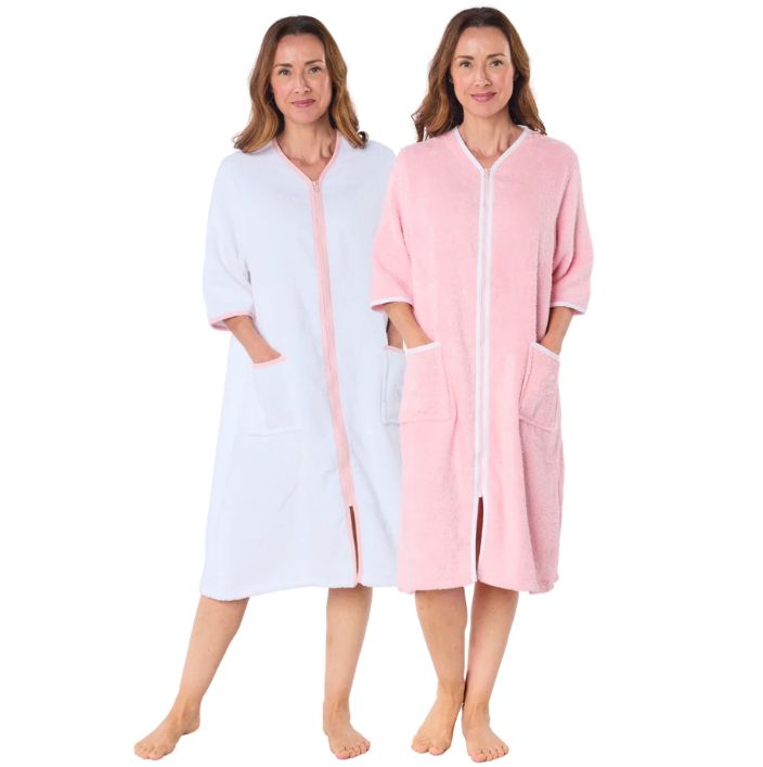 100% Cotton Towelling Zip Front Dressing Gown