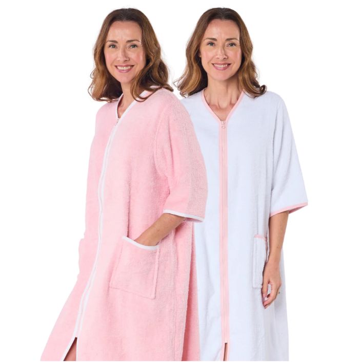 100% Cotton Towelling Zip Front Dressing Gown