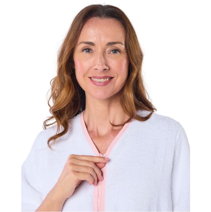 100% Cotton Towelling Zip Front Dressing Gown