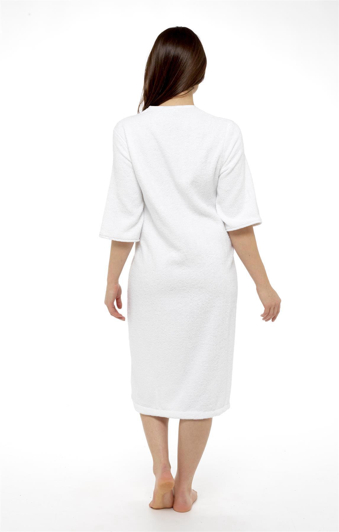 Women's Soft Fluffy Terry Towelling Zip Through Bathrobe 100 Percent Cotton Ultra Absorbent Post-Bath Lounge Wear UK Sizes 8-22 by Daisy Dreamer