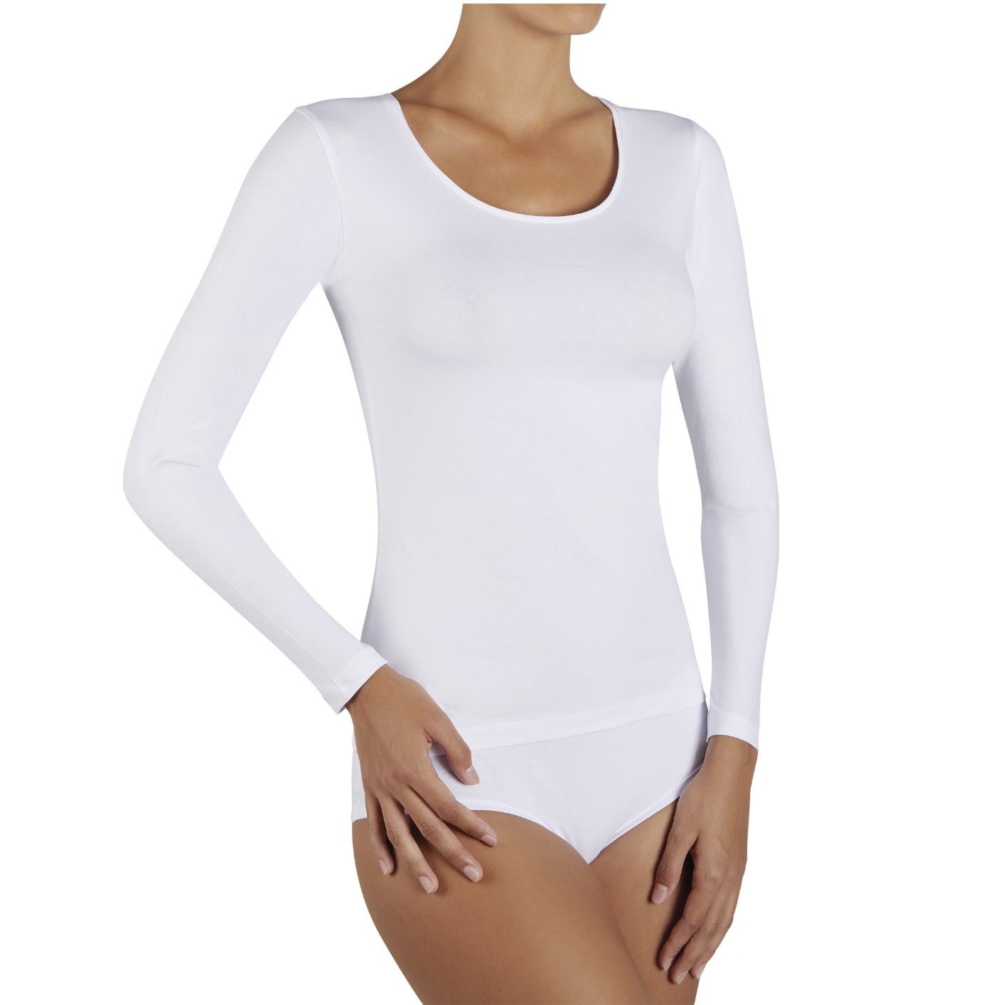 Ysabel Mora Ladies Long Sleeve Cotton Vest - White - Black - Nude - Pure NightYsabel Mora Ladies Long Sleeve Cotton Vest - White - Black - Nude