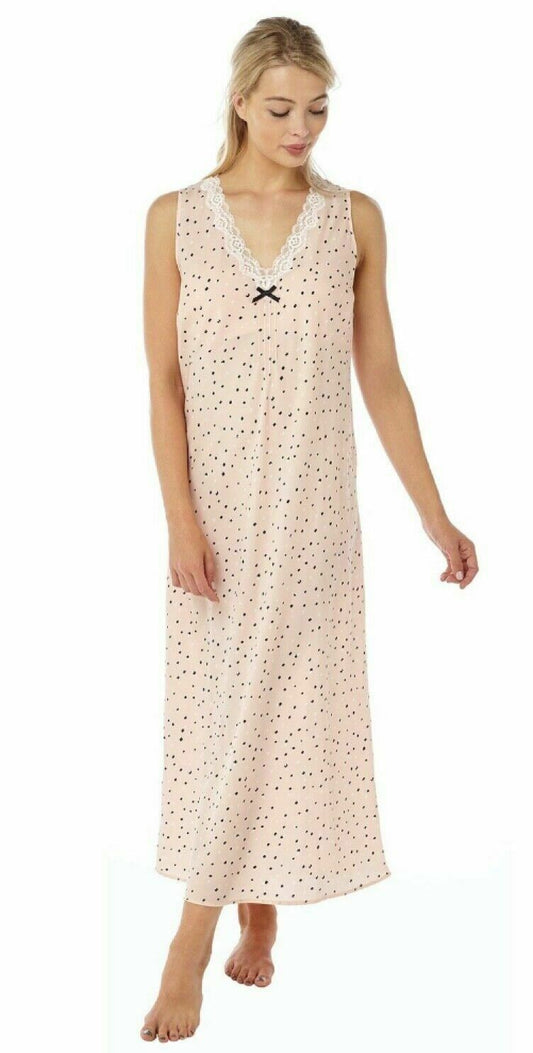 Indigo Sky Peach Crepe Spot Sleeveless Nightdress - Size 10