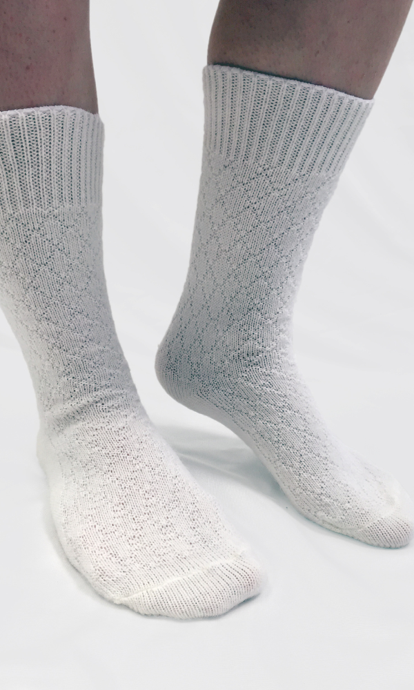 Soft Cable Knit Socks - White & Blue - One Size