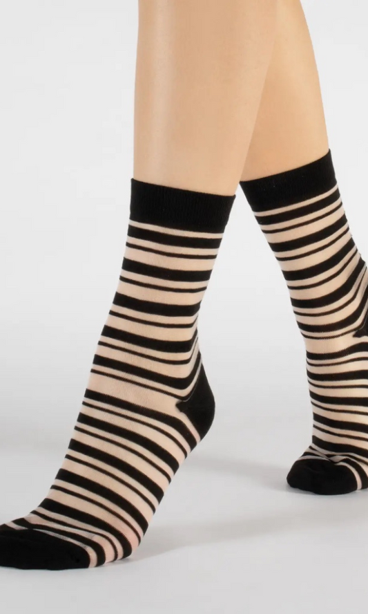 Cette Black Stripe Transparent Socks