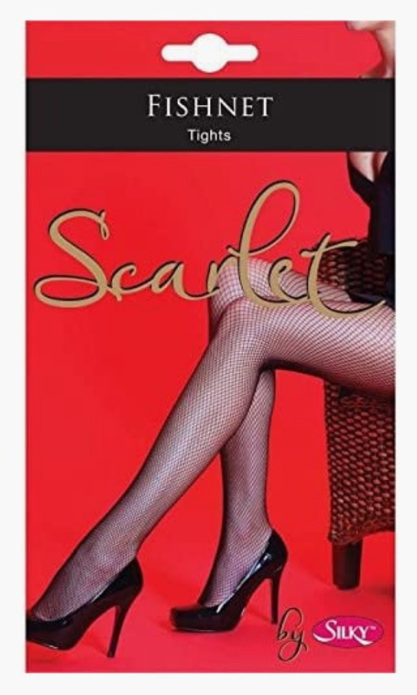 Silky Scarlet Fishnet Tights - Black - Small - Med - Large - X-Large