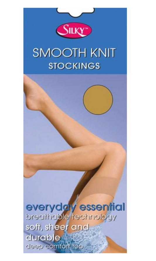 2 Pairs Silky Smooth Knit Stockings - One Size & Large - 4 Colours