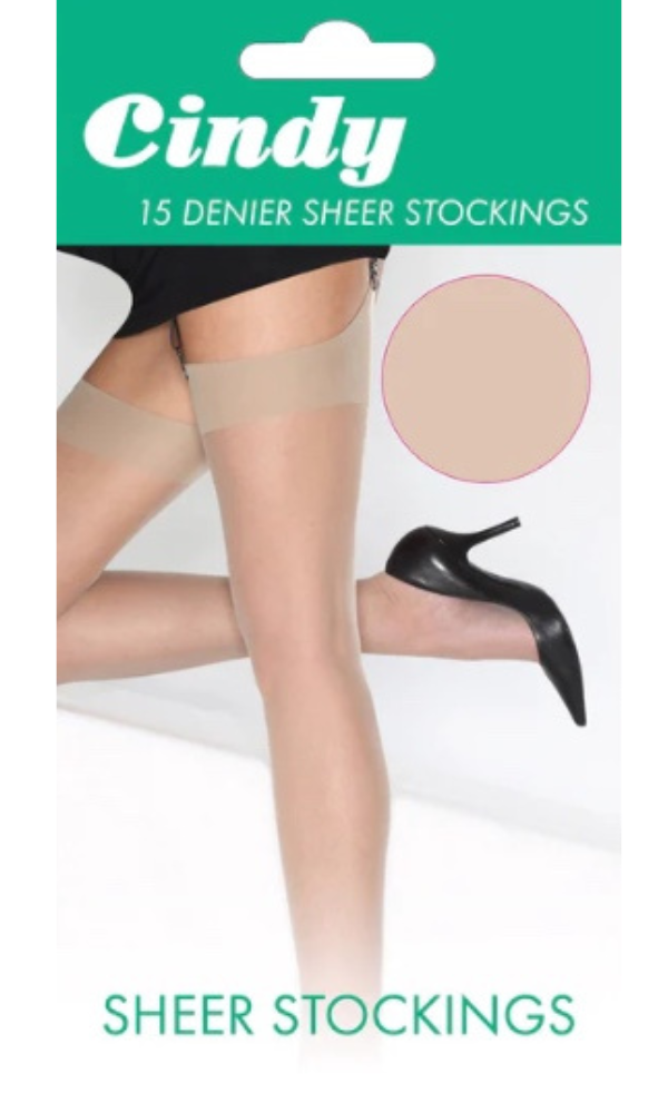 2 Pairs Cindy 15 Denier Sheer Stockings - One Size - Colour Diamond