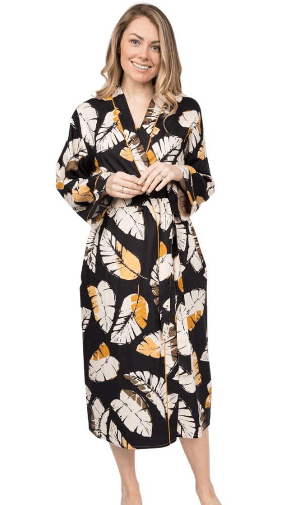 Cyberjammies Dressing Gown Annie Cotton Modal Mix Leaf Print Dressing Gown/Wrap sizes 8 to 22