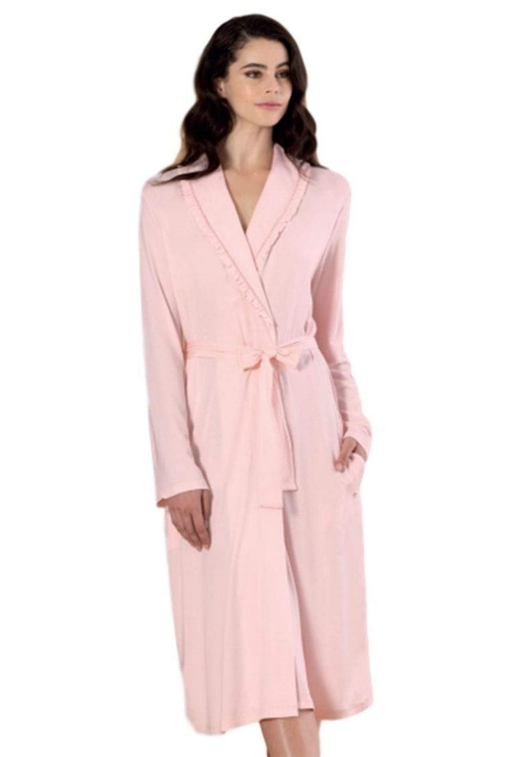 Linclalor Dressing Gown Italian Jersey Frilled Wrap - Pink or Blue - 10 to 26