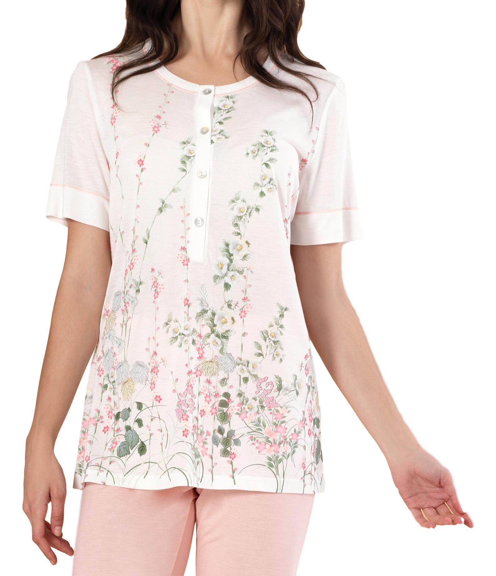 Linclalor Pyjamas 100% Modal Floral Print Pyjamas - Peach or Green - 10 to 20