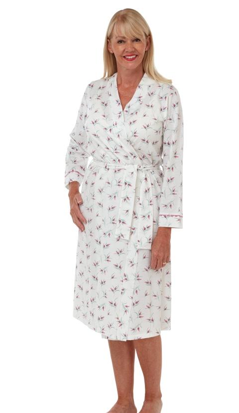 Marlon Dressing Gown 8/10 / Pink Copy of Floral Print Poly Cotton Jersey Wrap - Blue or Pink