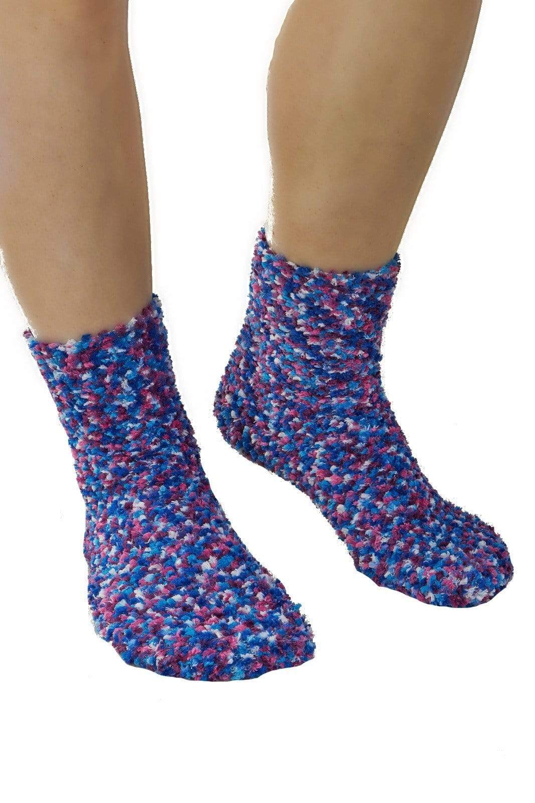 Slenderella Bed Socks Blue Slenderella Fluffy Multicoloured Bedsocks - Pink & Blue - One Size