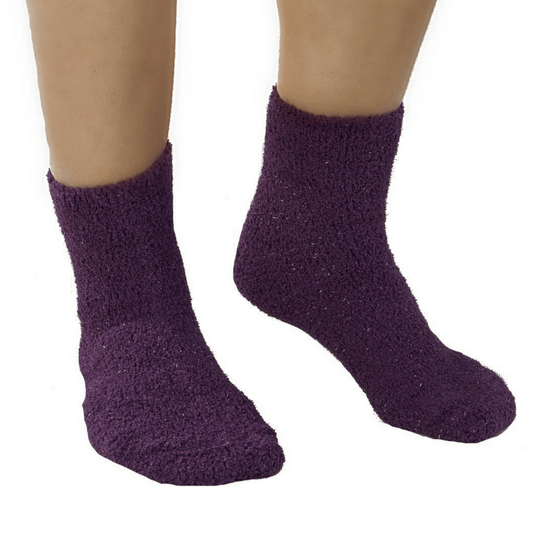 Slenderella Bed Socks Slenderella Cosy Lurex Bedsocks- One Size - Black or Purple