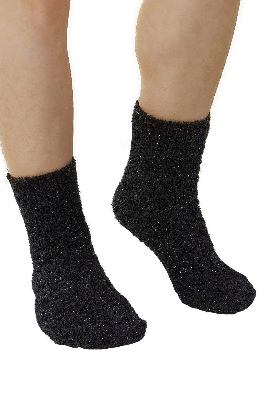 Slenderella Bed Socks Slenderella Cosy Lurex Bedsocks- One Size - Black or Purple