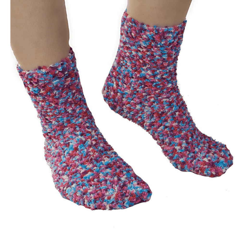 Slenderella Bed Socks Slenderella Fluffy Multicoloured Bedsocks - Pink & Blue - One Size
