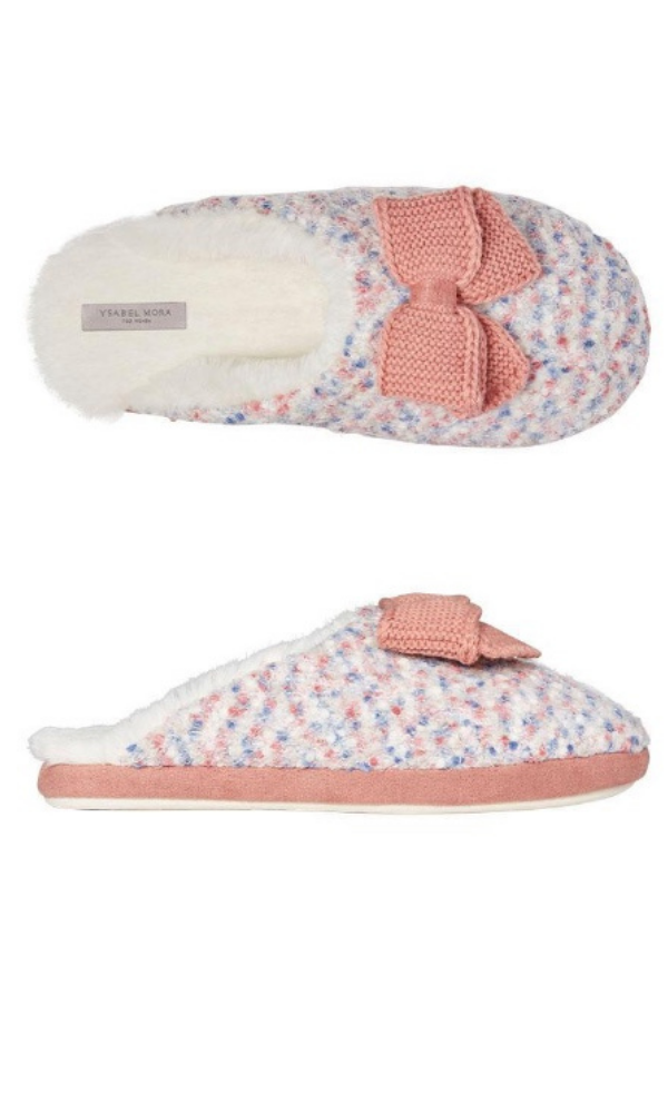 Ysabel Mora Slippers Pretty Spotty Soft Scented Fluffy with Contrast Bow Slippers