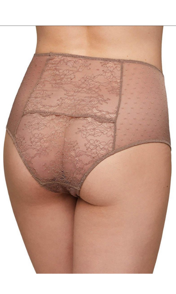 Ysabel Mora Vest & Camisoles Medium (10/12) / Orchid Gold High Waist Tulle Lace Front & Back Panty
