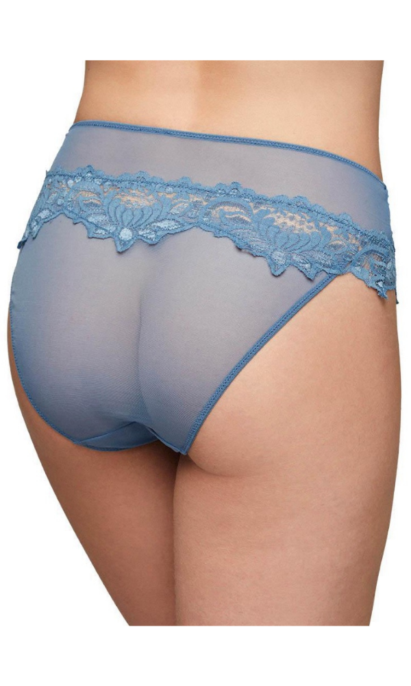 Ysabel Mora Vest & Camisoles Medium (10/12) / Steel Blue Midi Panty with Lace Front & Back